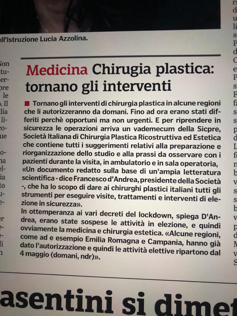 Chirurgia plastica: tornano gli interventi. Gazzetta di Modena